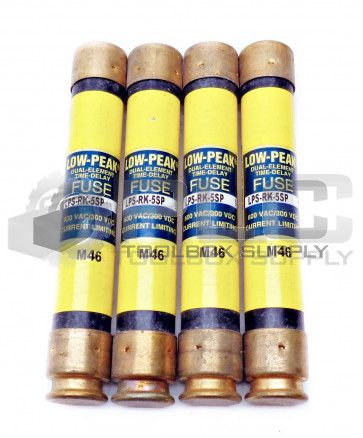LOT OF 4 NEW BUSSMANN LPS-RK-5SP LOW-PEAK FUSES CLASS RK1 600VAC