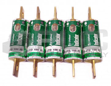 LOT OF 5 NEW LITTELFUSE JTD 100 ID INDICATOR FUSES CLASS J 600VAC
