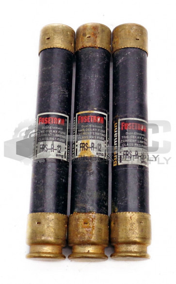 LOT OF 3 NEW BUSSMANN FRS-R-12 FUSETRON TIME-DELAY FUSES CLASS RK5 600V