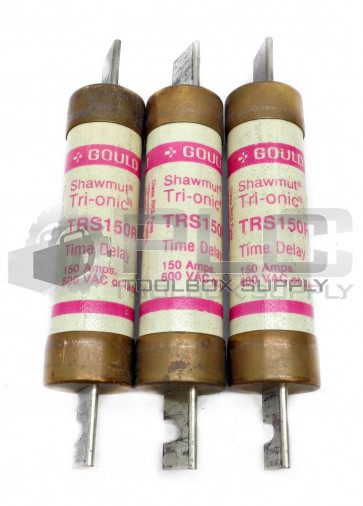 LOT OF 3 GOULD SHAWMUT TRS150R TRI-ONIC TIME-DELAY FUSES CLASS RK5 600VAC