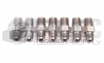 LOT OF 7 NEW 9/16" OD TAPER, 9/16" OD STRAIGHT MALE HYDRAULIC FITTINGS