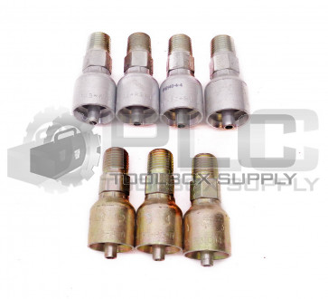 LOT OF 7 NEW PARKER 10143-4-4 HOSE FITTING 1/2" MALE THREAD, 1/4" ID X 1/4" HOSE