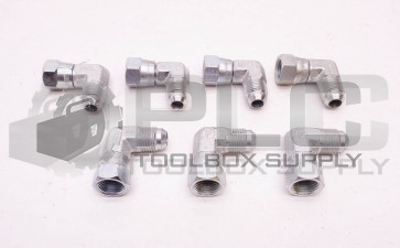 LOT OF 7 NEW PARKER 6-C6X SWIVEL 90° ELBOW FITTING 1/2" THREAD X 5/16" ID