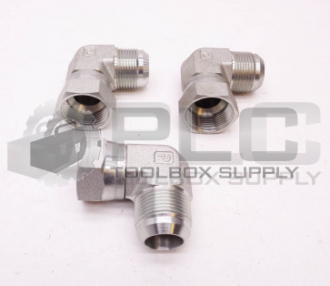 LOT OF 3 NEW PARKER 16 C6X 90° FITTING 7/8" ID, 1-1/4" MALE TAP X 1-1/8" FEMALE