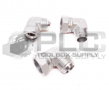 LOT OF 3 NEW PARKER 90° FITTING 1-9/16" ID FEMALE SWL, 1-1/16" ID 1-5/8" OD MALE