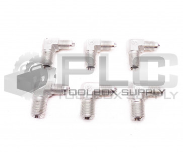 LOT OF 6 NEW PARKER 90° ELBOW FITTING 3/16" ID TAPER MALE 5/16" ID MALE THREAD