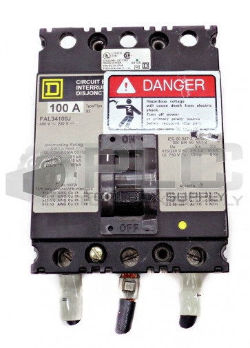 SQUARE D FAL34100J CIRCUIT BREAKER 100A 480V