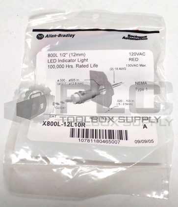 NEW ALLEN BRADLEY X800L-12L10R SER.A LED INDICATOR LIGHT 