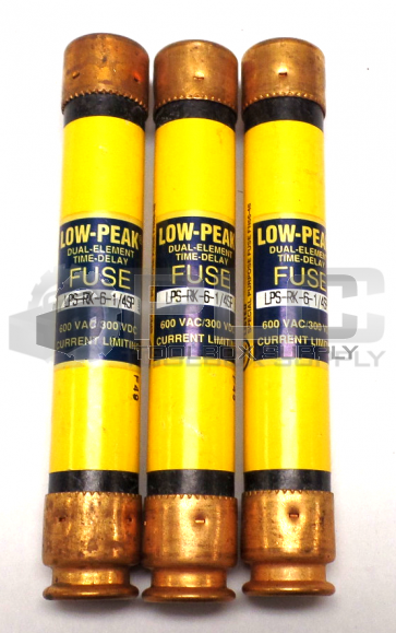 NEW LOT OF 3 BUSSMANN LPS-RK-6-1/4SP DUAL ELEMENT TIME DELAY FUSE 