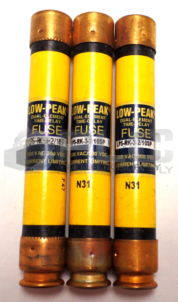 NEW LOT OF 3 BUSSMANN LPS-RK-3-2/10SP LOW PEAK DUAL ELEMENT TIME DELAY FUSE 