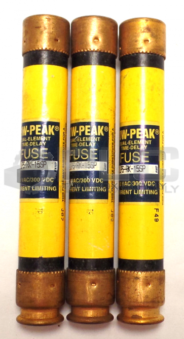 NEW LOT OF 3 BUSSMANN LPS-RK-15SP LOW PEAK DUAL ELEMENT TIME DELAY FUSE 