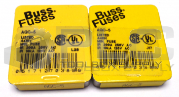 LOT OF 2 NEW BUSSMANN AGC-5 FUSES 