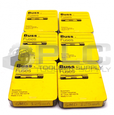 LOT OF 6 PACKS NEW BUSS GMD 125MA FUSES (6 PACKS OF 5)