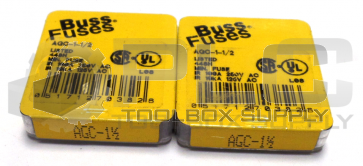 LOT OF 2 PACKS NEW BUSS AGC-1 1/2 FUSES 2 PACKS OF 5