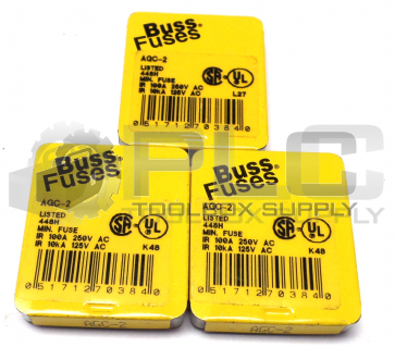 LOT OF 3 PACKS NEW BUSS AGC-2 FUSES 3 PACKS OF 5