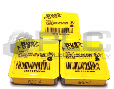 LOT OF 3 PACKS NEW BUSS ABC-4 FUSES (3 PACKS OF 5)