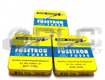 LOT OF 3 5-PACKS NEW BUSSMANN MDL 2/10 FUSETRON FUSES (15 FUSES) MDL-2/10