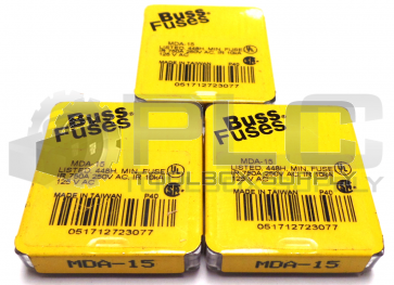LOT OF 3 NEW BUSS MDA-15 FUSES 