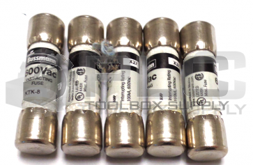 LOT OF 5 NEW BUSSMANN KTK-8 FAST ACTING FUSE 
