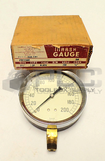 NEW MARSH INSTRUMENT 024-141 PRESSURE GAUGE 3 1/2'' 