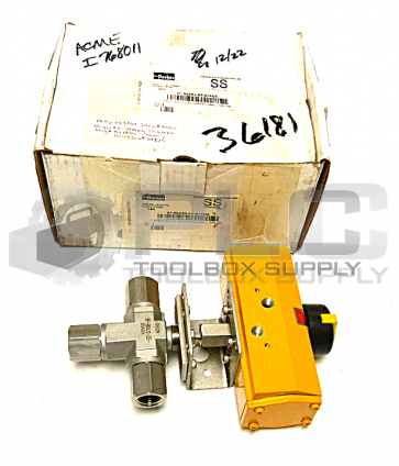 NEW PARKER 8F-B8XS2-SS-61ADX BALL VALVE WITH 61ADX ACTUATOR