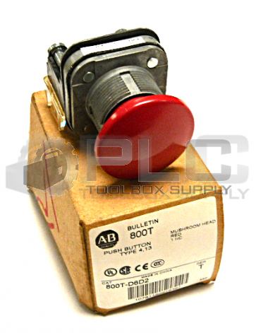 NEW ALLEN BRADLEY 800T-D6D2 SER T MOMENTARY PUSH BUTTON 30MM MUSHROOM RED HEAD