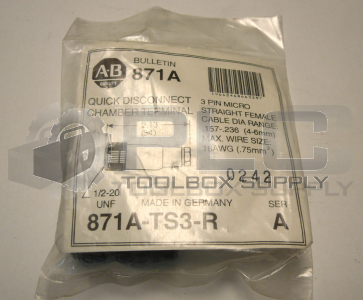 NEW ALLEN BRADLEY 871A-TS3-R SER A QUICK DISCONNECT CHAMBER TERMINAL