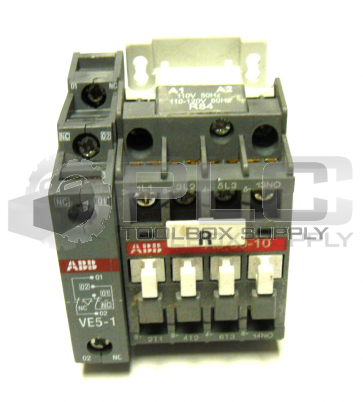 NEW ABB A9-30-10 CONTACTOR 4 POLE W/VE5-1 MECHANICAL INTERLOCK SWITCH