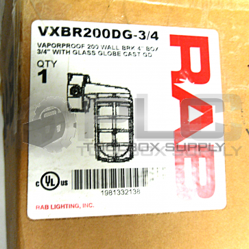 NEW IN BOX RAB VXBR200DG-3/4 VAPORPROOF 200 WALL BRK 4" BOX 3/4" 