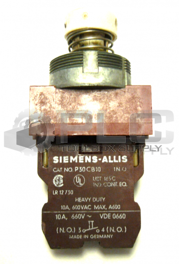 SIEMENS-ALLIS P30CB10 PUSH BUTTON CONTACT BLOCK WITH PUSH BUTTON