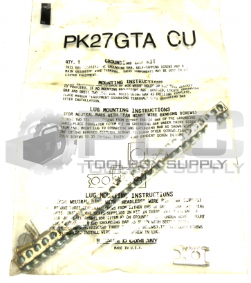 NEW SQUARE D PK27GTA CU PANELBOARD GROUND BAR KIT