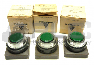 NEW LOT OF 3 ALLIS-CHALMERS OT-EP1G PUSH BUTTON GREEN 25-120-241,003