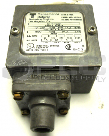 BARKSDALE E1H-H250 PRESSURE SWITCH .5-80PSI 10AMP 125/250VAC