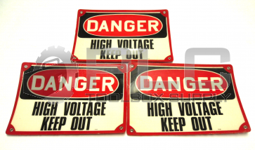 LOT OF 3 DANGER HIGH VOLTAGE KEEP OUT PLASTIC SIGNS 7X10
