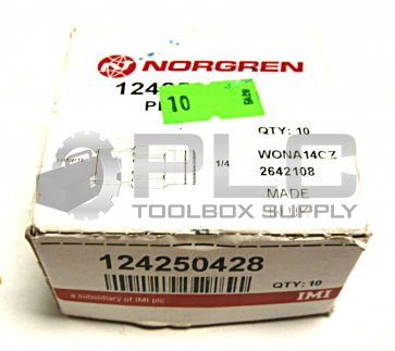 NEW NORGREN 124250428 PNEUMATIC FITTING 1/4'' BOX OF 10