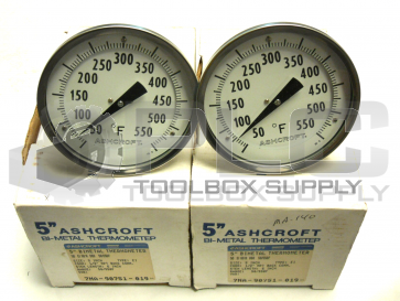 NEW LOT OF 2 ASHCROFT 50EI60R060/5" BIMETAL THERMOMETER 50/550F