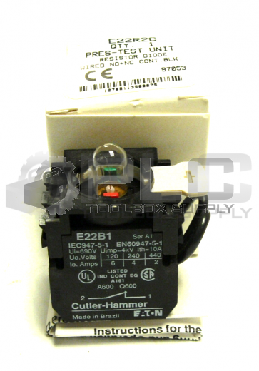 NEW EATON E22R2C /SER A1 INDICATING LIGHT 120V 1NO/1NC E22B1