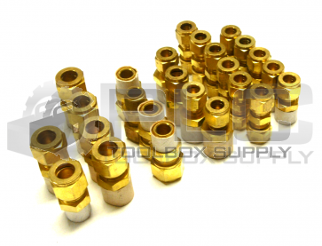NEW LOT OF 25 SWAGELOK COUPLING CONNECTORS 1/2" 3/8" BRASS