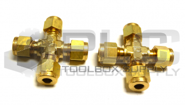 NEW LOT OF 2 PARKER 1/4" CROSS UNION FITTING 4 WAY BRASS