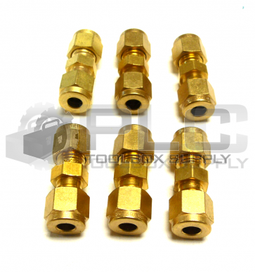 NEW LOT OF 6 SWAGELOK 1/4" COUPLING FITTING  BRASS