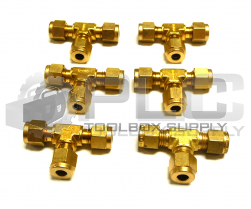 NEW LOT OF 6 SWAGELOK 1/4" 3 WAY UNION BRASS TEE
