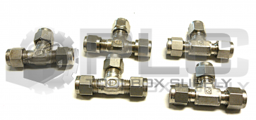 NEW LOT OF 5 PARKER & GYROLOK 1/4" TEE CONNECTORS
