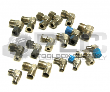 NEW LOT OF 18 MISC PARKER SWAGELOK 90 DEGREE COUPLING 