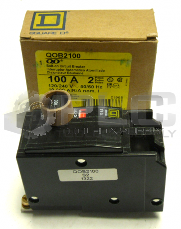 NEW SQUARE D QOB2100 BOLT-ON CIRCUIT BREAKER 100 A 2 POLE 120/240 V 50/60 HZ
