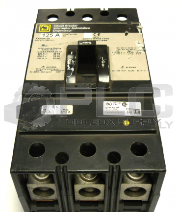SQUARE D KAP36125 CIRCUIT BREAKER 600V-250V 125 AMP 3 POLE