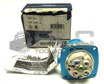 NEW IN BOX MELTRIC 63-18043 INLET PLUG DSN, 20A, 5HP, NEMA 4X 6318043