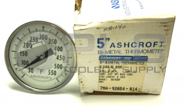 NEW IN BOX ASHCROFT 50EI60R060/5" BIMETAL THERMOMETER 1/2" NPT BACK 6" STEM 