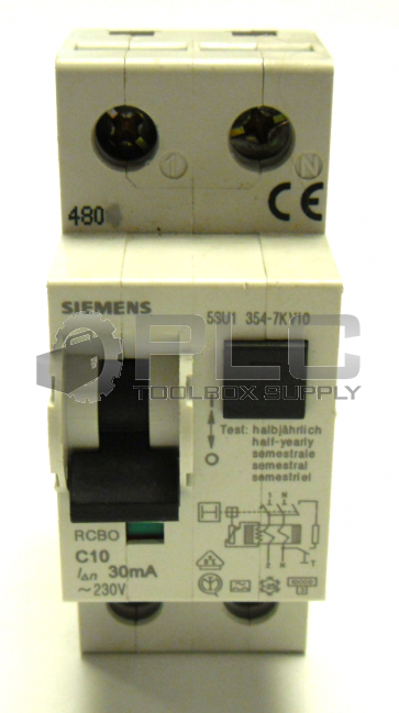 NEW SIEMENS 5SU1 354-7KV10 CIRCUIT BREAKER 2 POLE C10 30MA