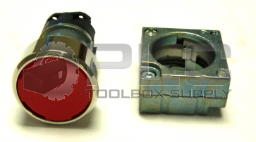 NEW SIEMENS 3SB3500-0AA21 RED PUSH BUTTON W/ROUND METAL RING/BEZEL