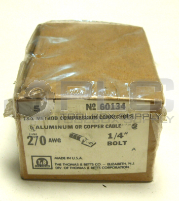 NEW T&B 60134 METHOD COMPRESSION CONNECTORS QTY 5 IN BOX 1/4" BOLT 2/0AWG